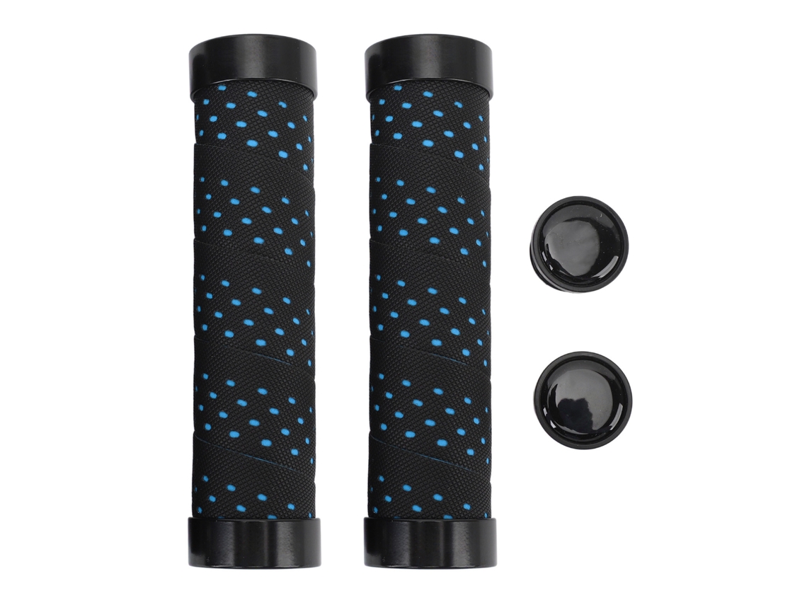 2026-2 Set De Empuñaduras De Bicicleta Antideslizantes De Pu Con Bloqueo Dual 22.2mm Negro Con Base Azul