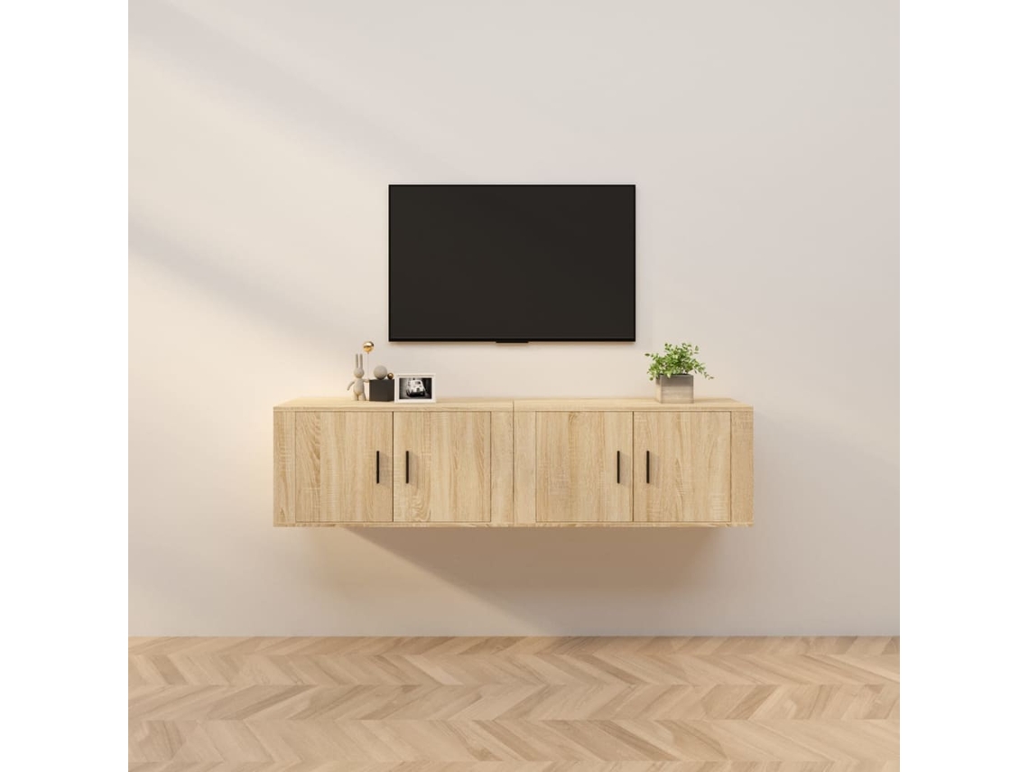 Estantería/Muebles de TV de Pared 2 Pzs 80X34,5X40 Cm Roble Sonoma