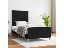 Estructura De Cama Sin Colchón Tela Negro 90x190 Cm
