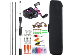 Kits De Cañas Pescar Fibra Carbono Para Baitcasting, 4 Secciones, Caña Casting Y Carrete Metal Pesca Lubina...