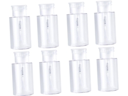 Conjunto De 8 Frascos Com Bomba Dosadora Vazios, Transparentes, Para Tônico E Removedor De Maquiagem.