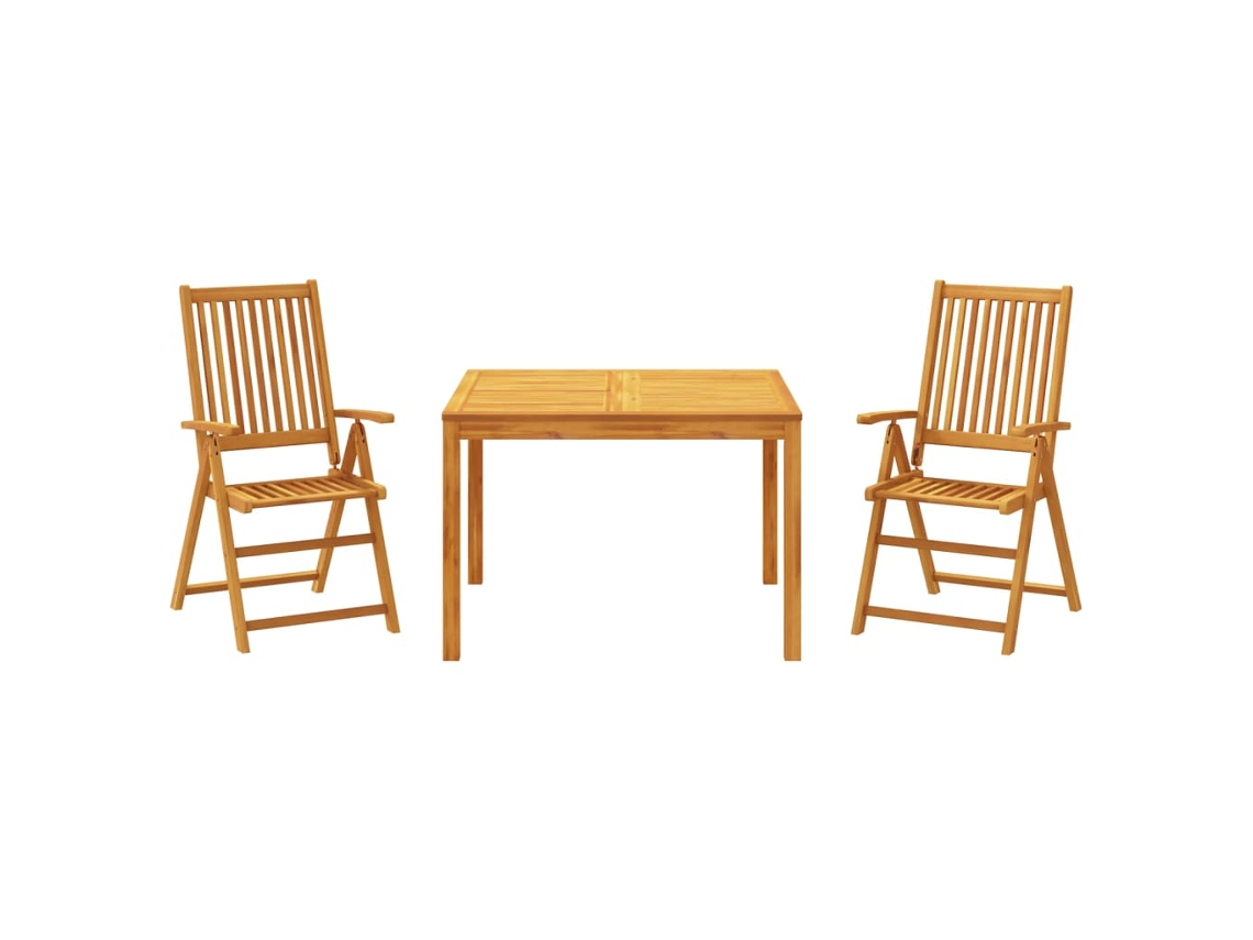 Conjunto 3 de comedor de jardín VIDAXL madera maciza de acacia