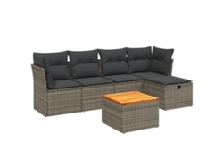 Conjunto 6 de muebles de jardín VIDAXL y cojines ratán sintético gris