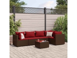 Conjunto de jardín de 6 piezas con 6 cojines de mimbre marrón DKD Home Decor
