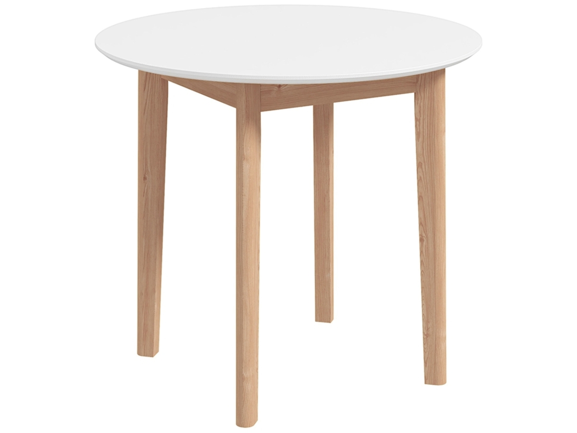 Mesa de comedor HENGJIAN, mesa de cocina redonda, diseño escandinavo, 75 x 75 x 76 cm, blanco y natural