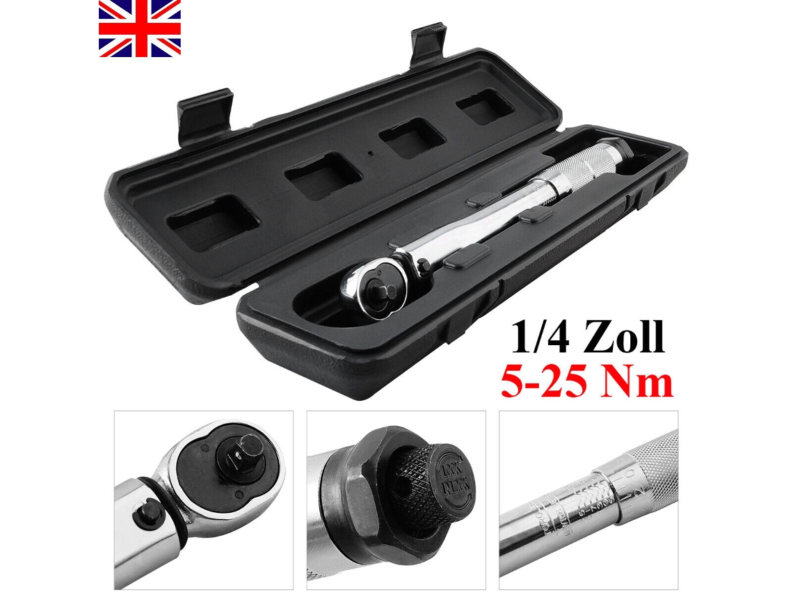 VVJIJILLY Chave Dinamométrica Ajustável 5 25nm Com Catraca 1/4 Polegada Em Estojo