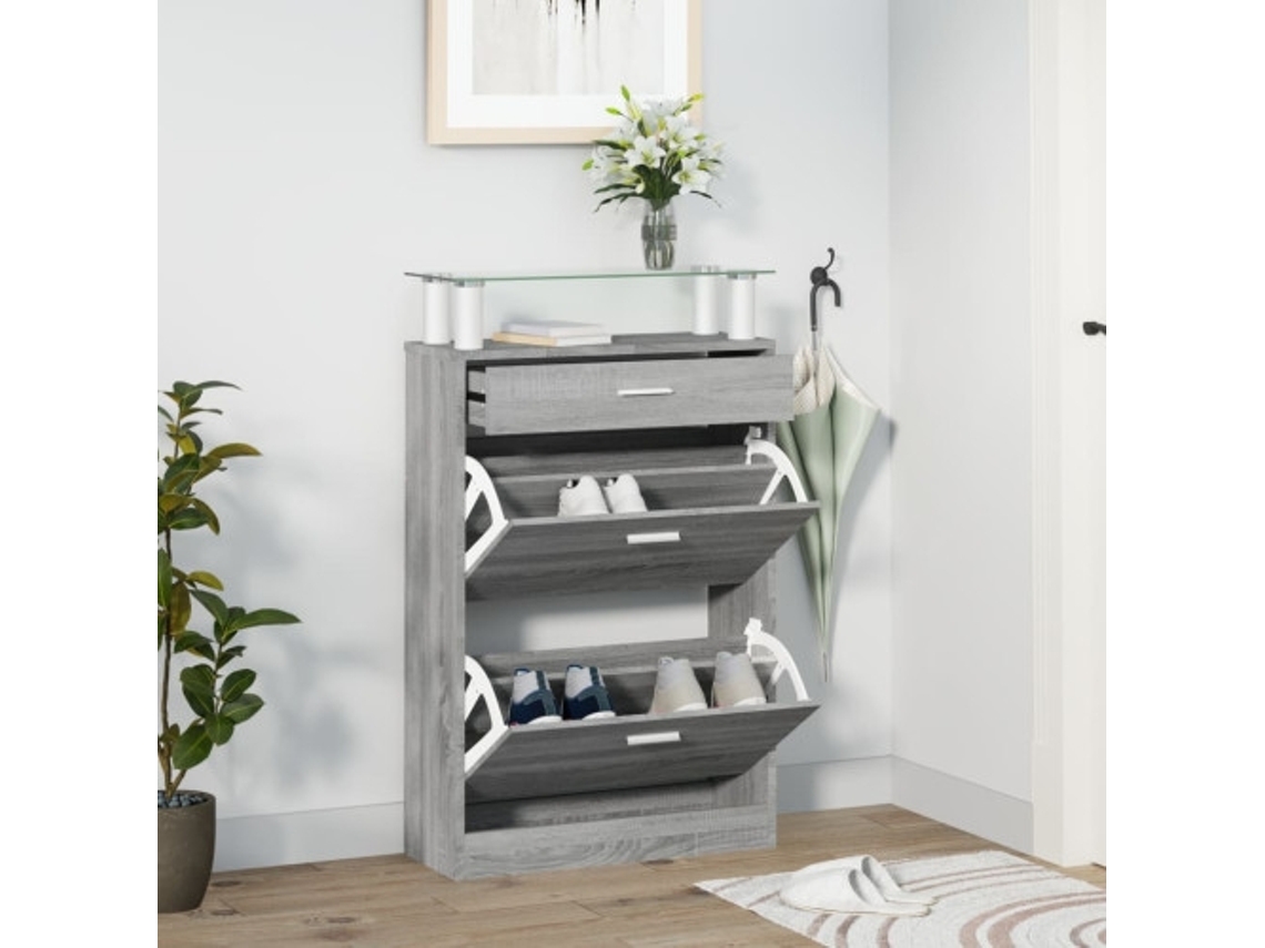 Zapatero Sonoma Gris 63x24x104 Cm Madera de Ingeniería