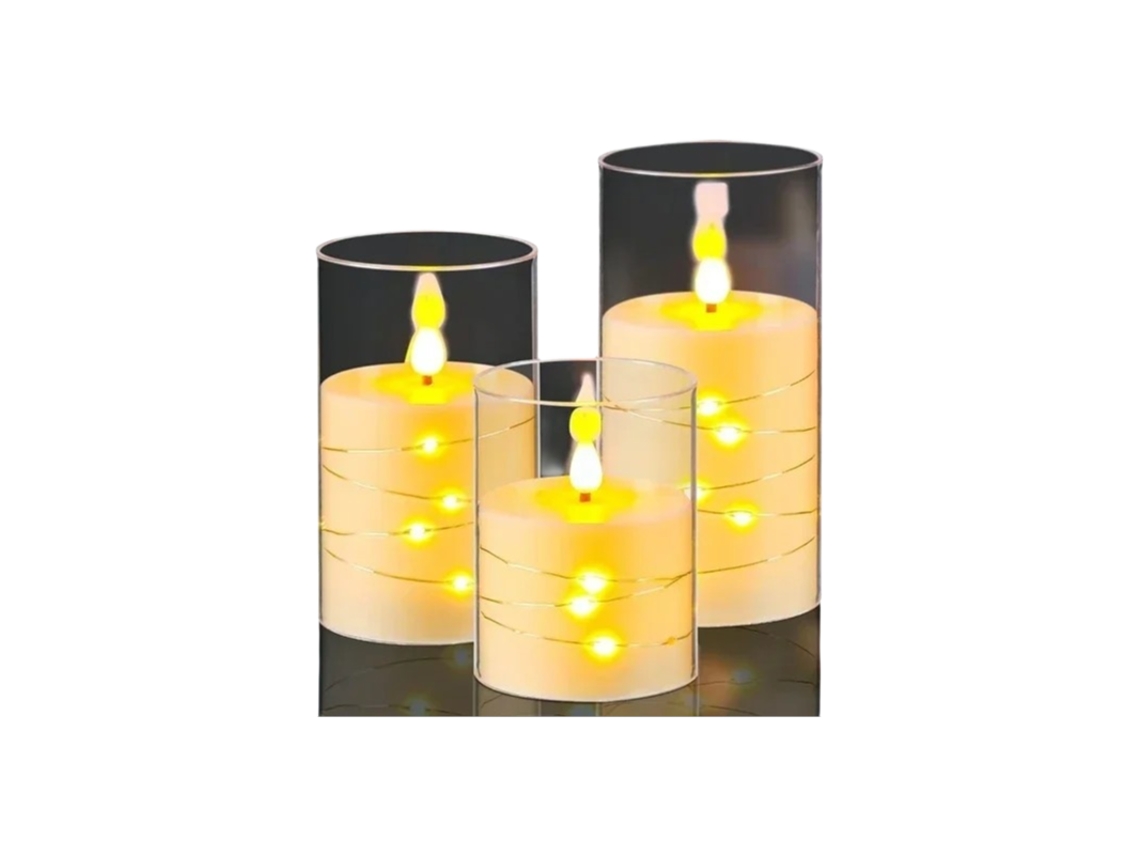 Cadena De Luces Led Con Forma De Vela Electrónica Sin Llama (10 Cm), Fabricada En Material Acrílico Transparente.