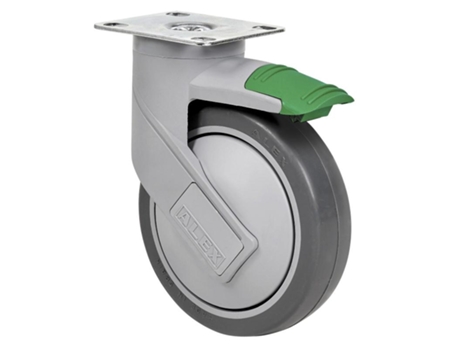 Rueda giratora placa mec.dir.10hcmd125cp-pgaisb goma gris eje bolas ALEX