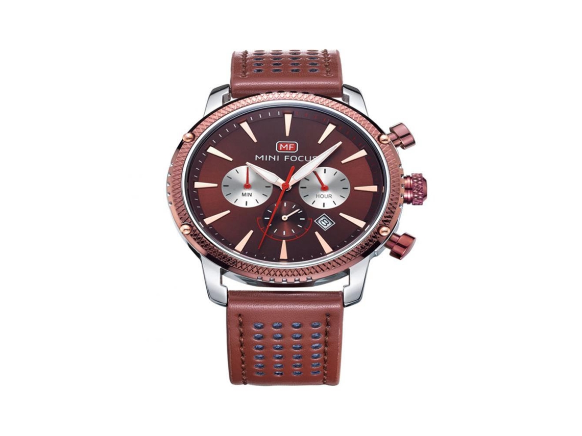 Relógio De Pulso Masculino De Couro Ultraleve Quartz Esportivo Marrom Claro