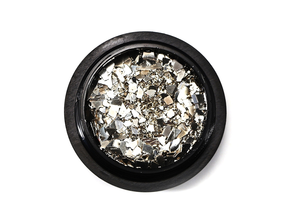 1 caja de adornos para uñas con diamantes de imitación irregulares y purpurina para manicura, color plata.