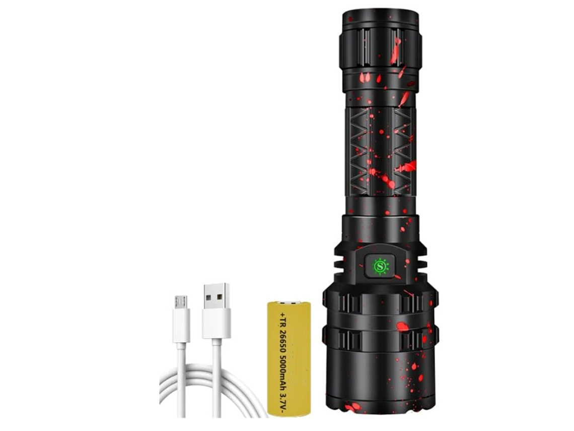 Linterna LED USB recargable Flash Light Xhp50.2 Linternas Antorcha Luz dura Luz de trabajo (Negro) YIZHOOD