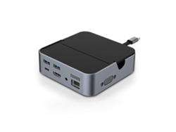 Concentrador USB-C de aleación de aluminio 9 en 1: amplía tus dispositivos con conectividad HDMI, VGA, PD, USB 3.0, RJ45, SD/TF y audio de 3.5 mm, color negro USHION