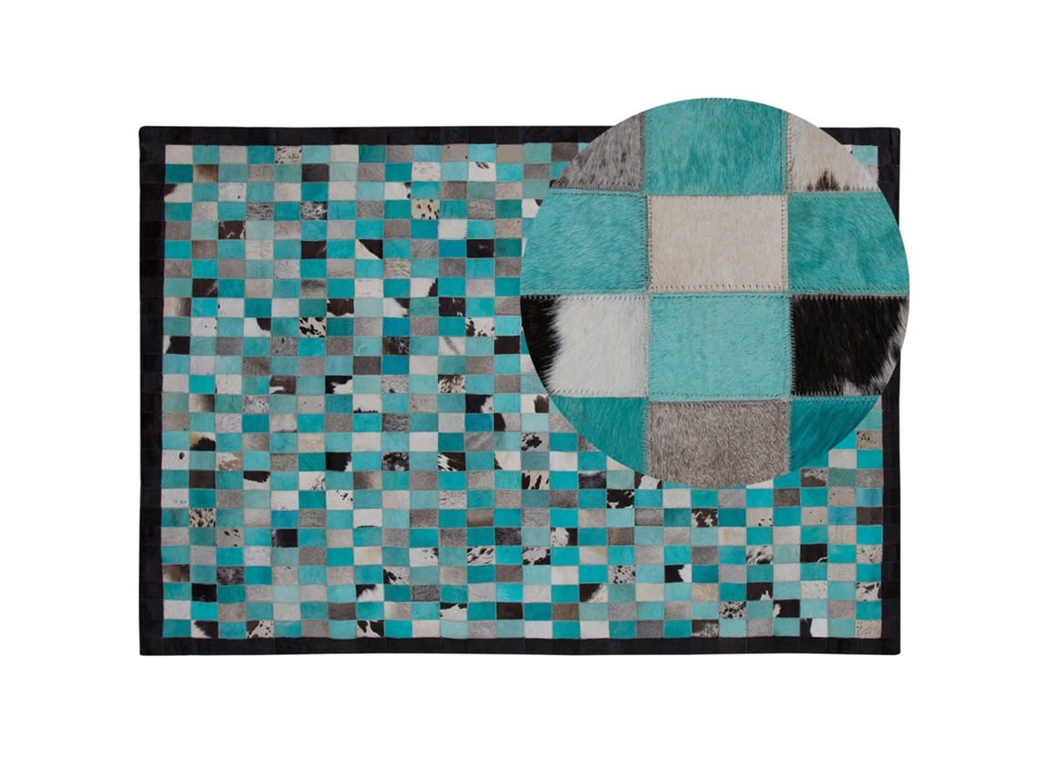 Alfombra de pelo corto BELIANI Nikfer de Piel Azul 160x230