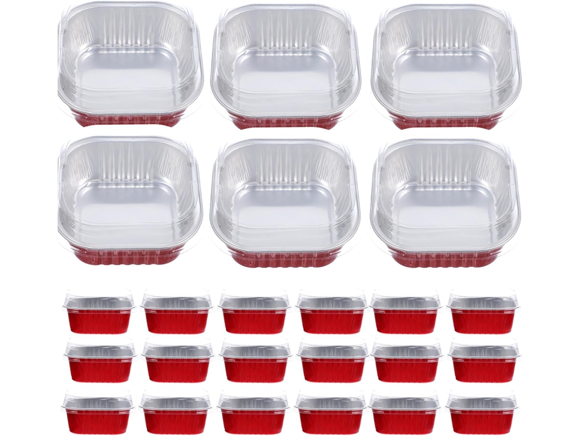 Tapa Para Té, Ideal Para Picnic, Juego De 40 Cajas De Aluminio Desechables De 300 Ml Con Tapa Roja.