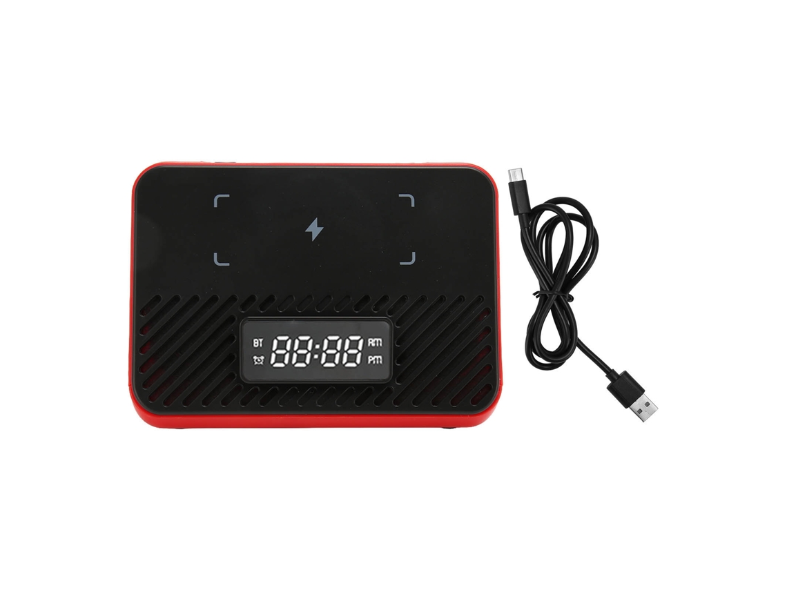 Estación De Carga Inalámbrica 3 En 1 De 15 W Con Altavoz Bluetooth Y Despertador - Rojo