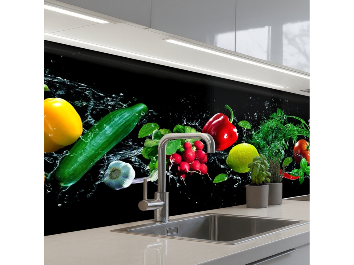 Paneles protectores antisalpicaduras para cocina de verduras - Negro 200x80 cm