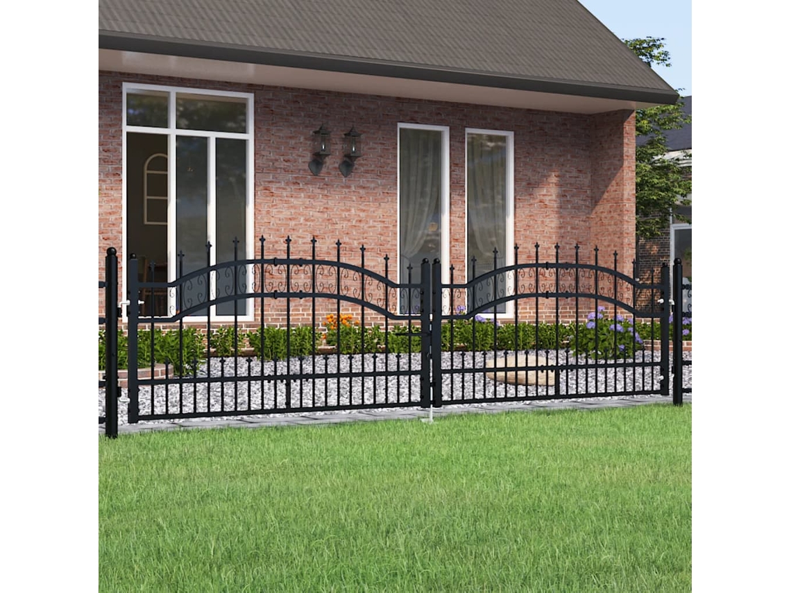 Puerta de cerca con punta de lanza de acero con recubrimiento en polvo negro Wsd59709 Lovely Home