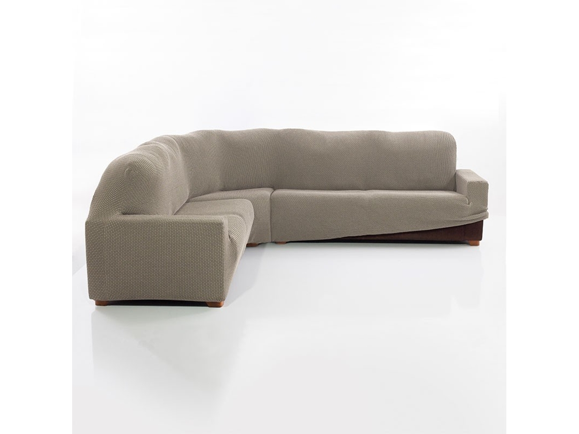 Maxifundas Fundas De Sofa Chaise Longue. Funda Sofá Rinconera Relive Color Lino. Funda Protectora Súper Elástica Para Sofá Rinconera.