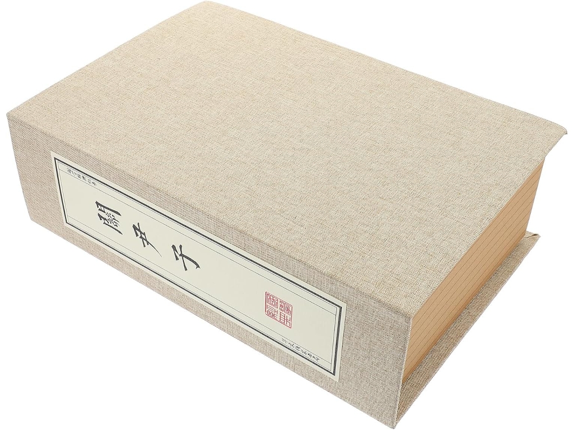 Decoración de papel de lino que imita un libro, adorno retro creativo, mesa beige resistente a la deformación, lateral central, À GOKOCO