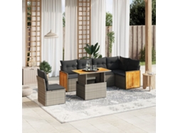 Conjunto de sofás de jardín de 7 piezas DKD Home Decor con cojines de mimbre gris