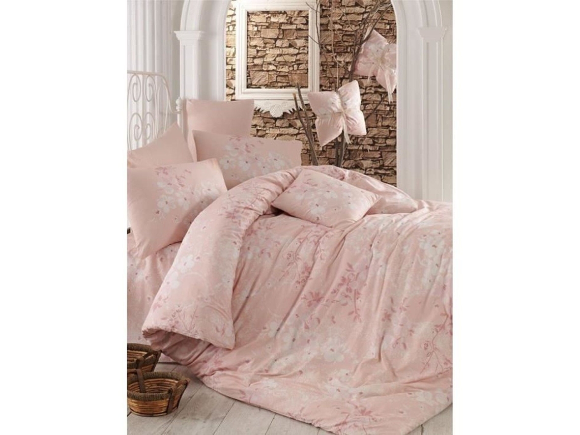 Juego De Cama - Funda Nórdica 220 X 240 + 2 Fundas De Almohada 60 X 60 De Algodón Reforzado - Rosa