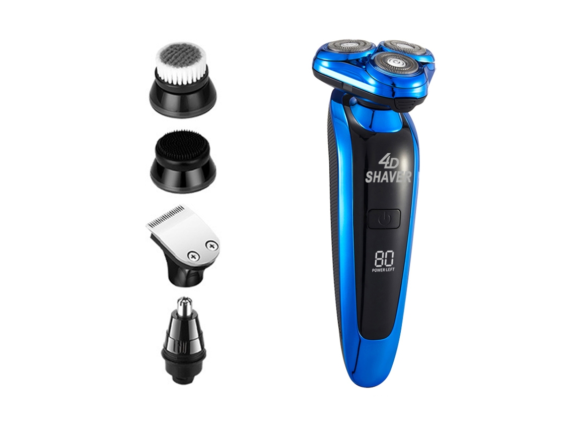 Afeitadora eléctrica 5 en 1 para hombre, afeitadora rotativa recargable (azul)