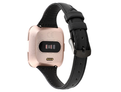 Correa de reloj inteligente para Fitbit Versa Correa de cuero genuino con textura Crazy Horse (negro)