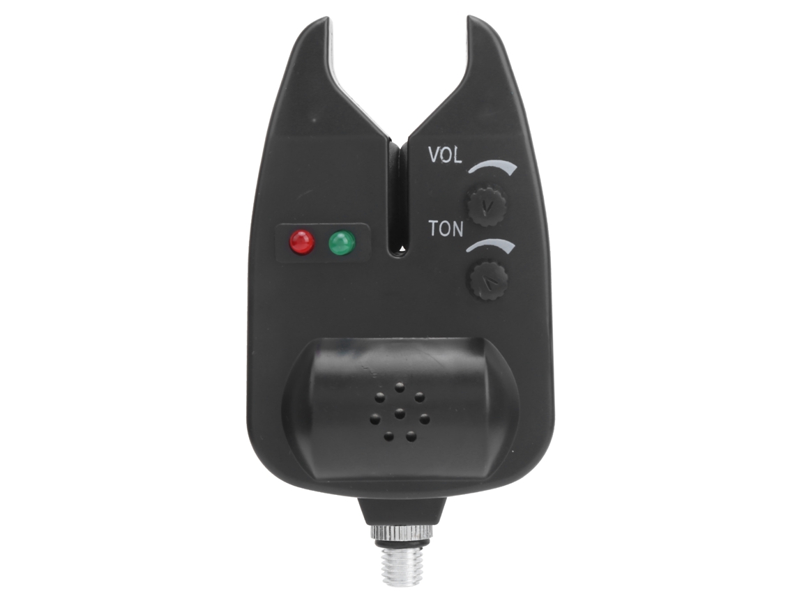 Alarma para señuelos de pesca con LED y sonido ajustable.