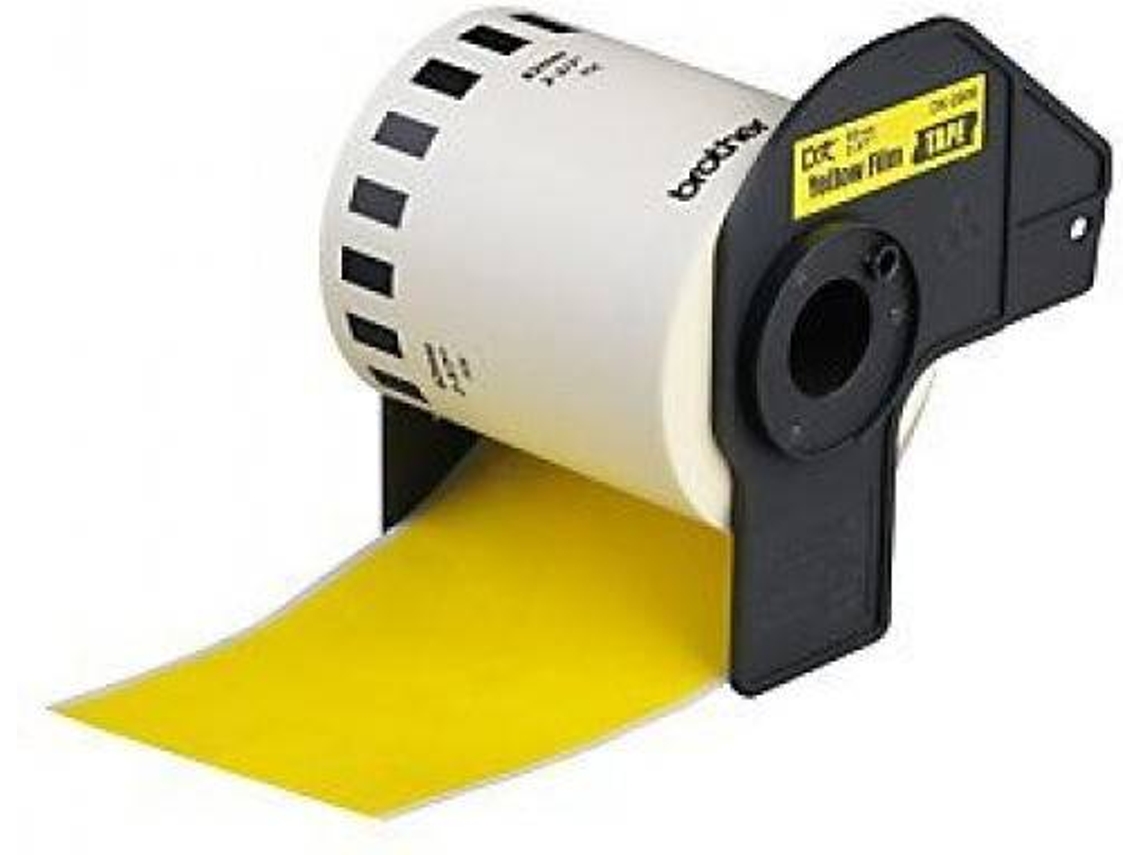 Etiquetas para Brother DK44605 extraíbles fundo Amarillo - 62mm x 30,48m (cinta continua)