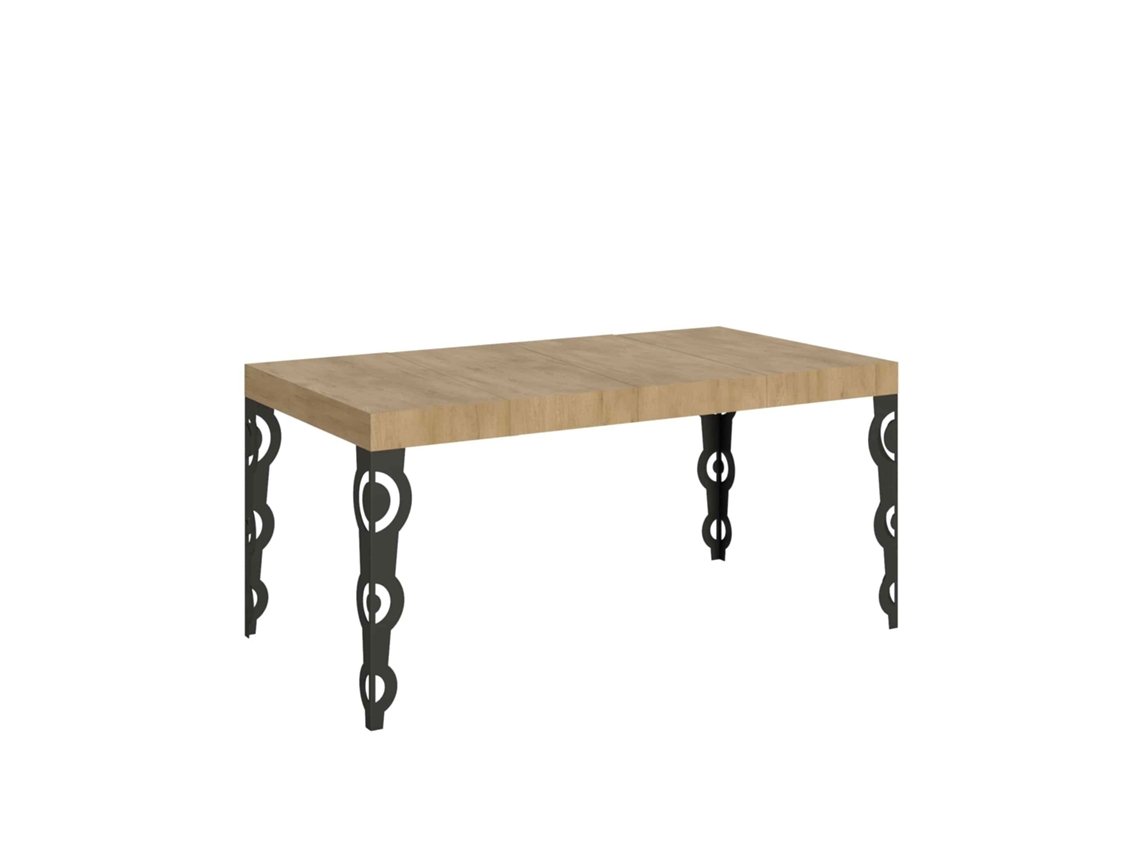 Mesa extensible 90x120/224 cm Karamay Premium Roble Natural estructura Antracita ITAMOBY