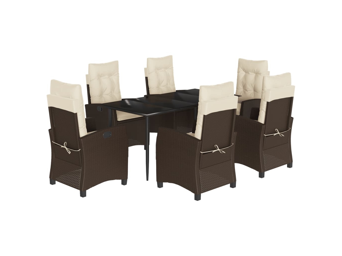 Maison Exclusive - Set Comedor De Jardín 7 Pzas Con Cojines Ratán Sintético Marrón