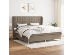 Cama Box Spring Con Colchón Tela Gris Taupe 200x200 Cm