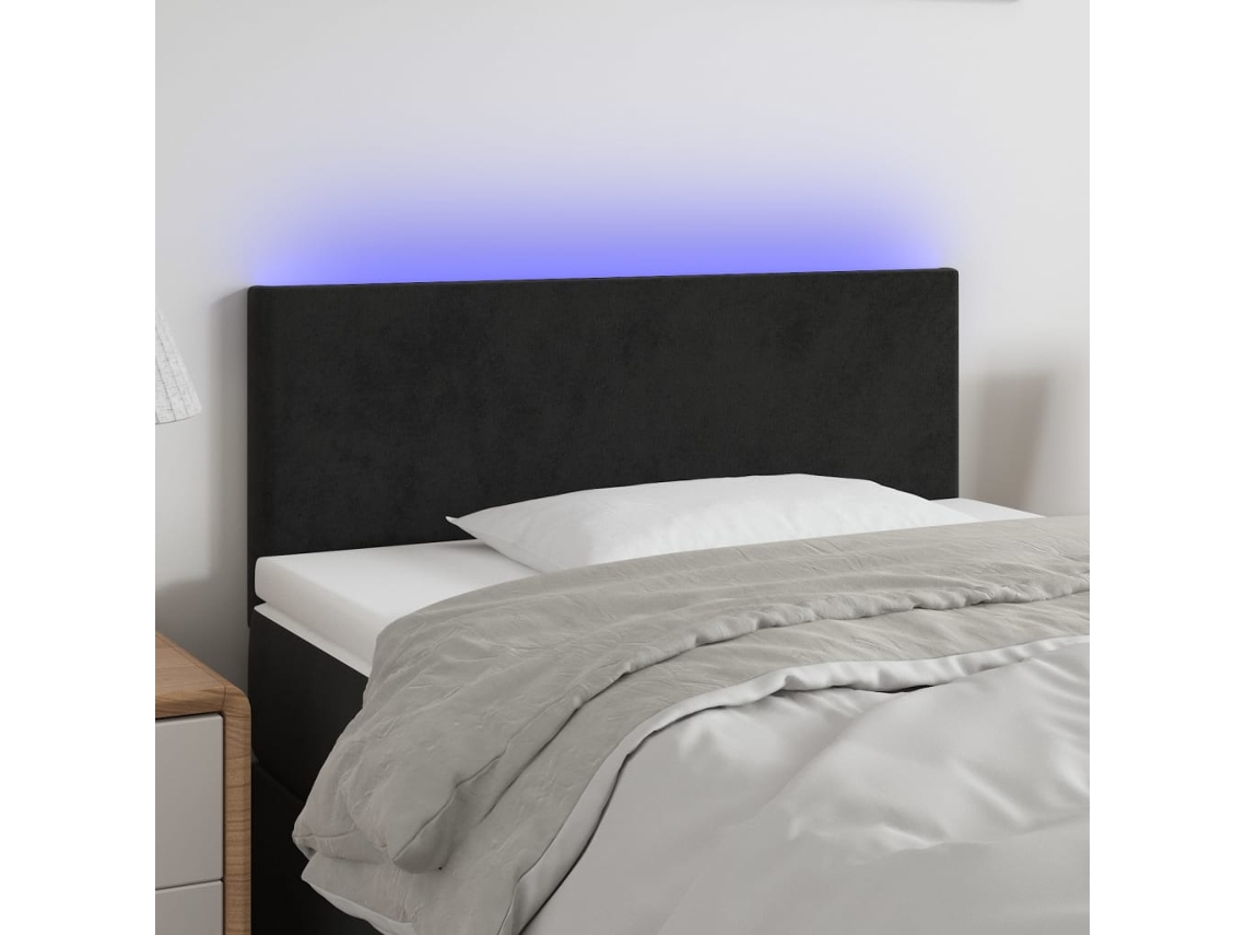 Cabecero Con Led De Terciopelo Negro 90x5x78/88 Cm