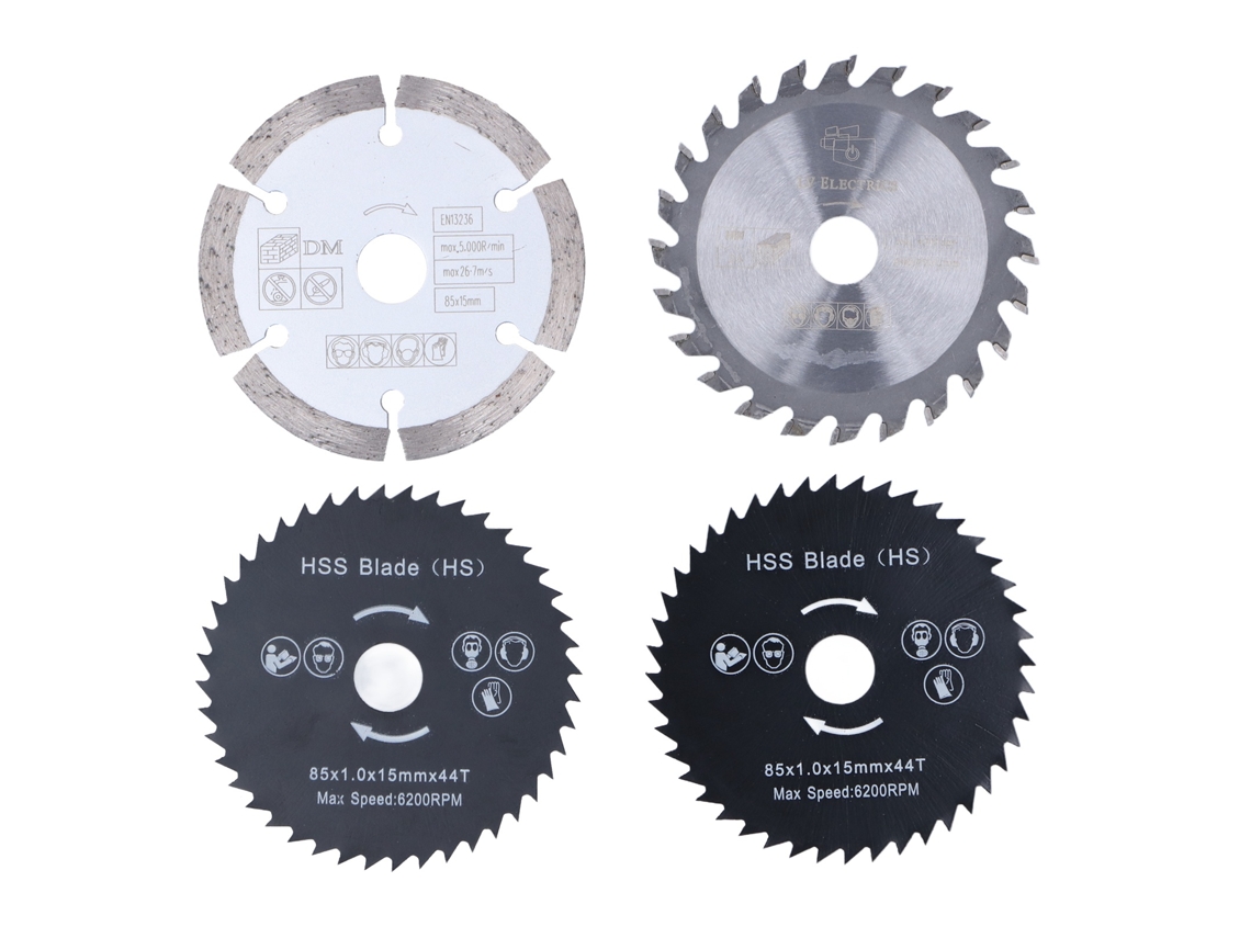 Juego De 4 Hojas De Sierra Circular Mini, Acero Aleado, 85 Mm, Para Cortar Madera Y Plástico, Herramientas Rotativas