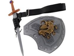 Acessório Medieval Para Traje De Cavaleiro Masculino: Espada De Plástico Leve E Escudo De Pu.