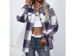 ELKUAIE Camisa a cuadros para mujer con botones y mezcla de lana, chaqueta fina, manga larga, blusa informal con bolsillo