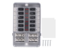 Caja De Fusibles De 12 Vías Con Luz Led Roja Y Cubierta Impermeable, 32 V, Para Coche, Camión, Barco, Autocaravana