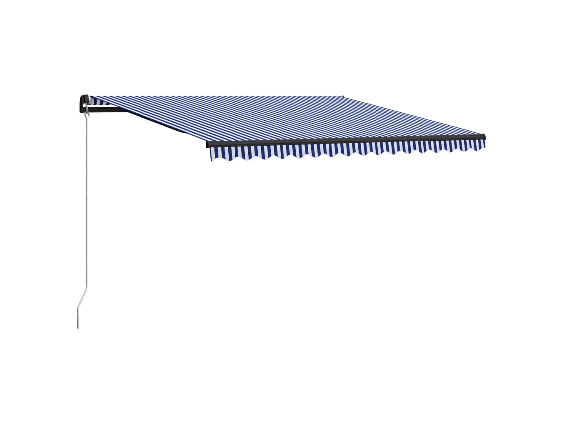 Toldo retráctil manual 450x300 cm azul y blanco Dkd Home Decor
