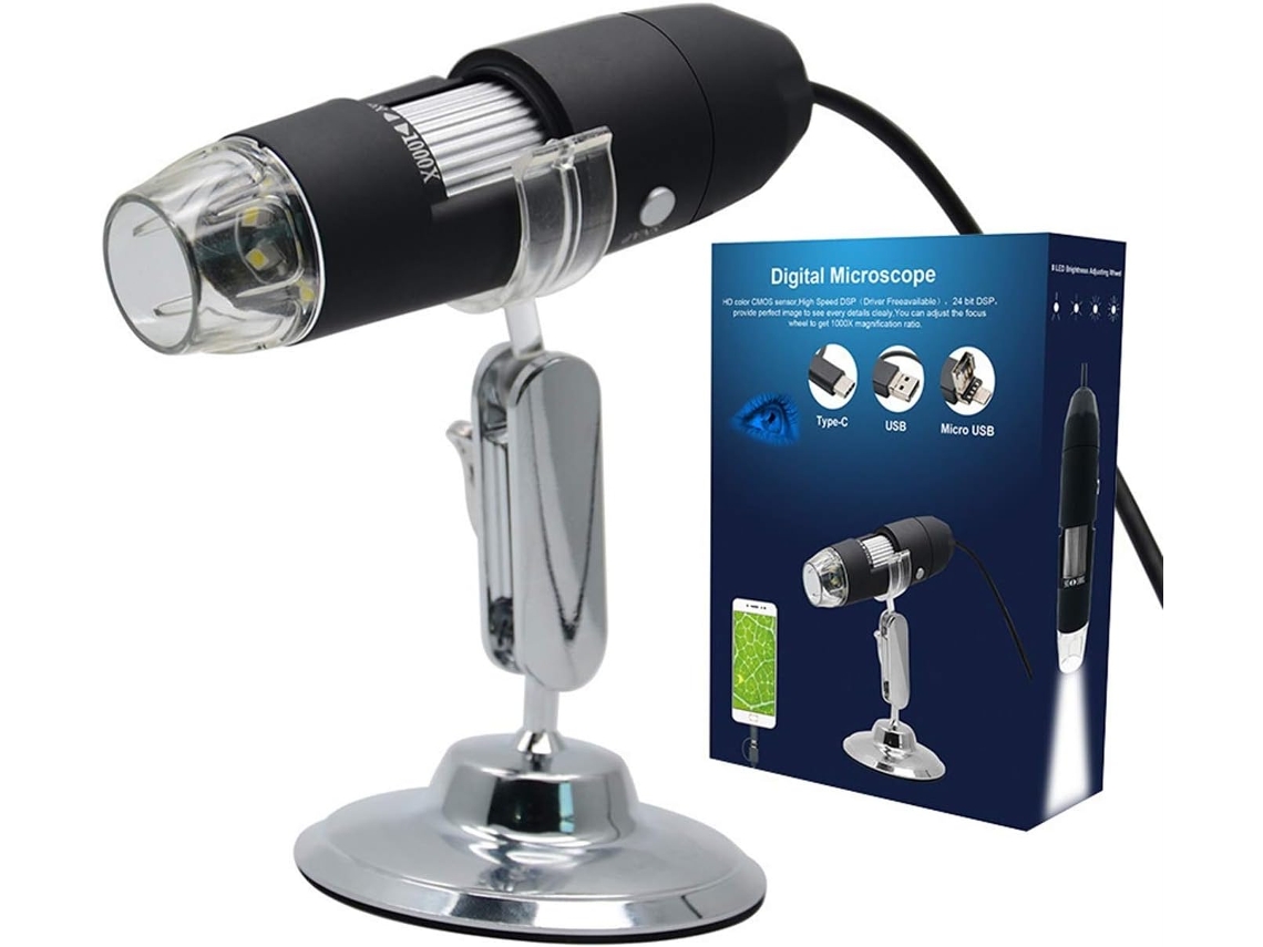 Microscopio Electrónico Digital, Hd 2.0 Megapíxeles 1000x 3 En 1 Usb Tipo-c