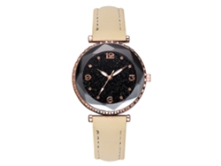 Reloj De Pulsera De Cuarzo Delgado Para Mujer Con Correa De Pu Sencilla Y Elegante (beige)