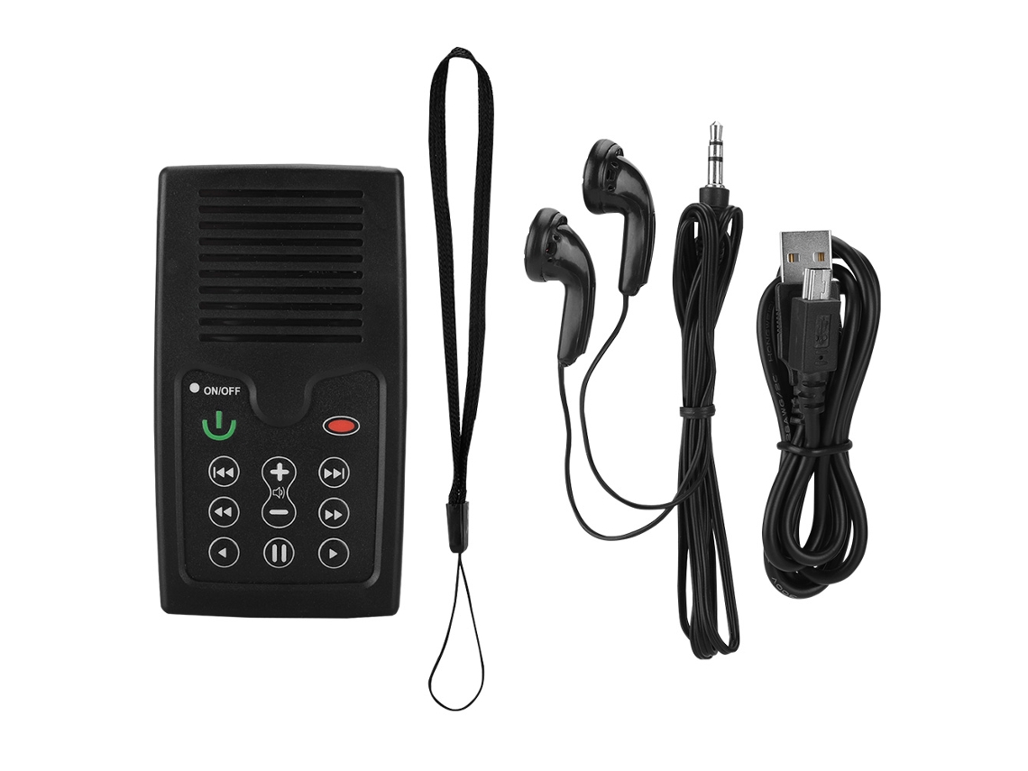 Lector De Biblia Portátil Mini De 350 Mah Con Carga Solar, Versión En Inglés, Negro.