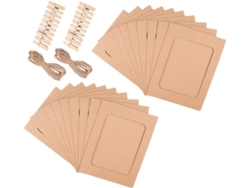Marco Fotos Papel Kraft Marrón Natural Duradero Resistente Deformación Clips Madera Cuerda Ideal Decorar