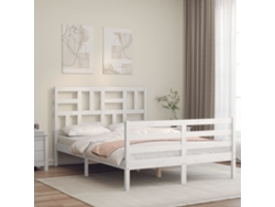 Marco de Cama con Cabecero Madera Blanco (140x200cm)