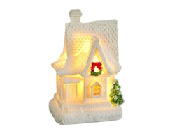 Casa navideña decorativa con luces, escena de resina TRUYUETY
