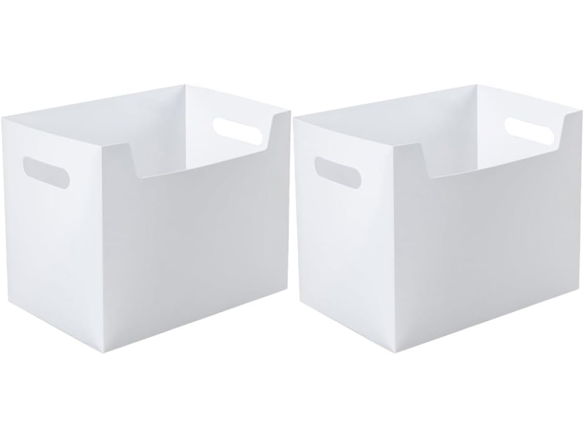 Cajas De Almacenamiento Blancas, 2 Unidades, 29x20x25 Cm, Plástico Grueso De 240 G, Acabado Mate, Organizadores Multiusos.