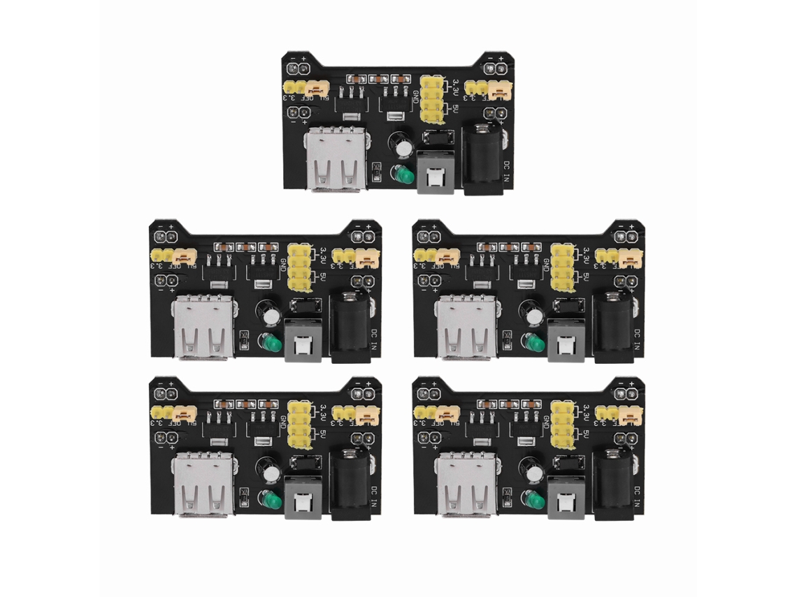 Módulo De Alimentación De 5 V/3,3 V Para Protoboard Con Control Independiente Y Puerto Usb (5 Unidades)