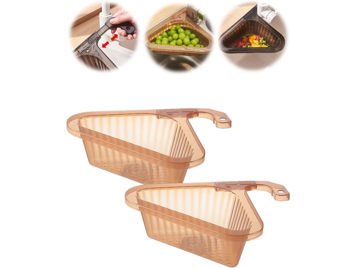 Cesto coletor triangular Linjou para pia de cozinha, para resíduos alimentares (âmbar)