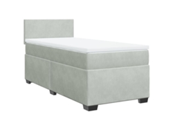 Maison Exclusive - Cama Box Spring Con Colchón Terciopelo Gris Claro 90x190 Cm