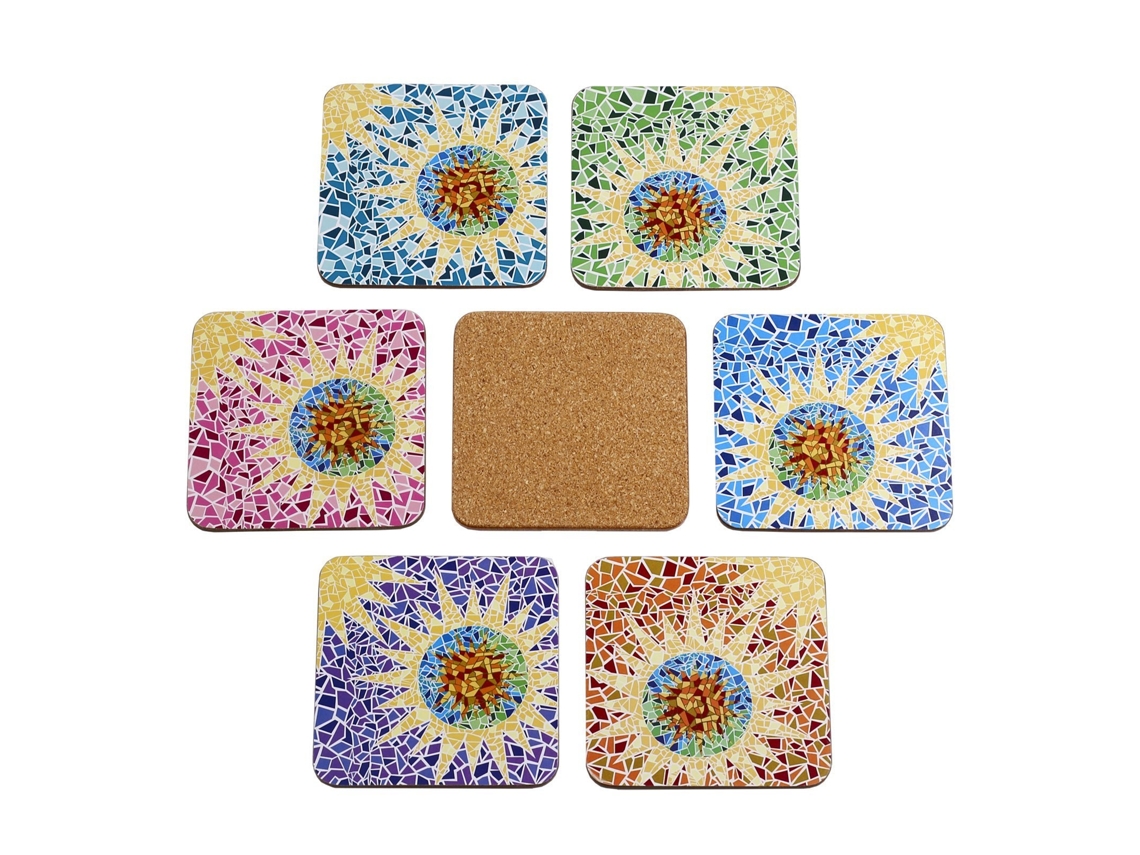 Pack de 6 Bases para Vasos JAVIER (10 x 10 cm - Madera y Corcho)